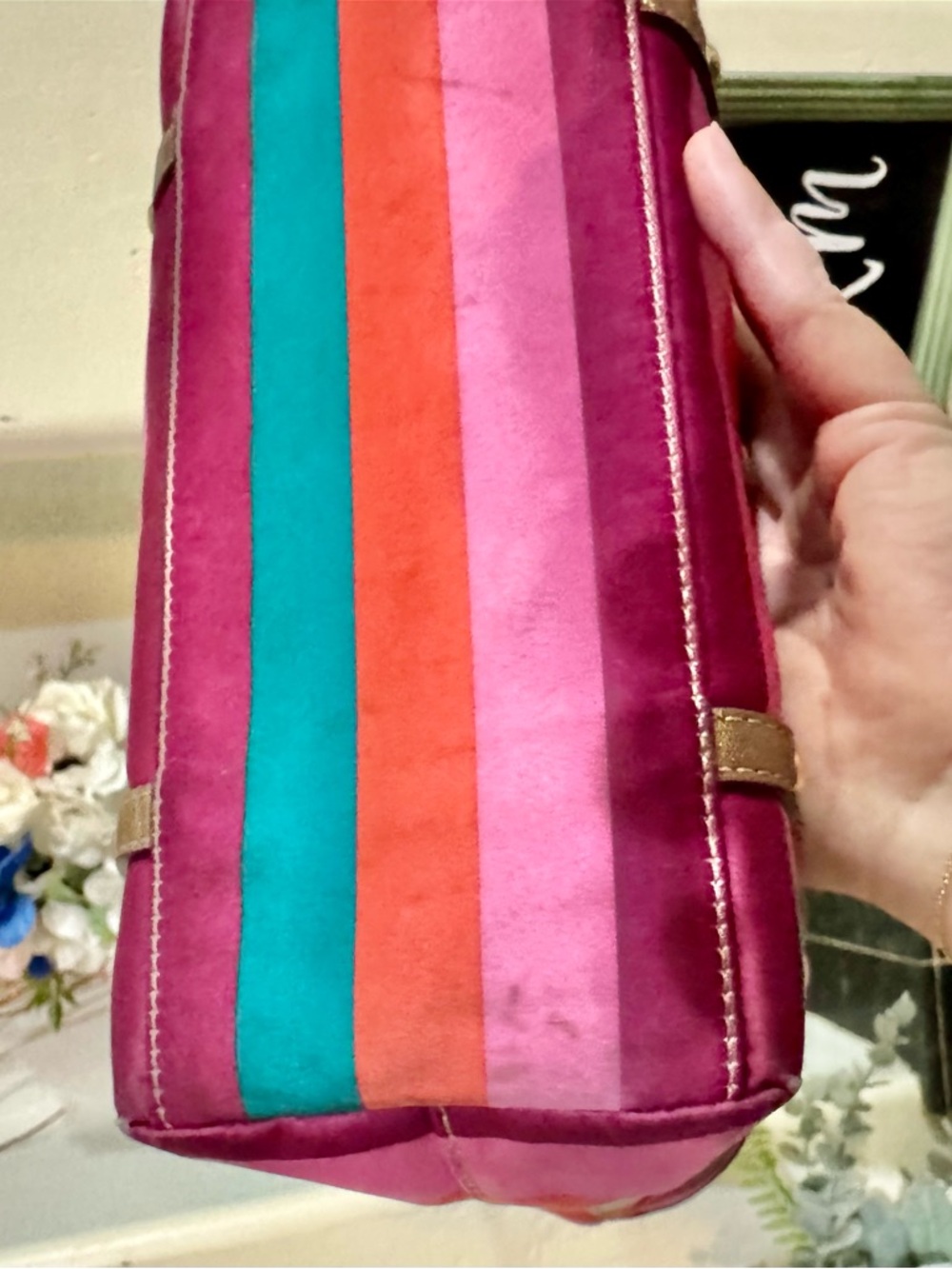 Coach Legacy Satin Stripe Tote Bag with metallic leather trim 2009 (F14009) GUC - Picture 14 of 16
